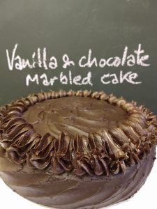 Vanilla and chocolate marbled cake